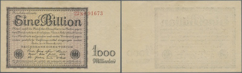 Deutschland - Deutsches Reich bis 1945. 1 Billion Mark 1923, Ro.131b in nahezu p...