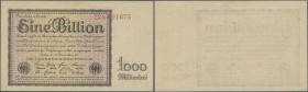 Deutschland - Deutsches Reich bis 1945. 1 Billion Mark 1923, Ro.131b in nahezu perfekter Erhaltung mit kleinen Stauchungen und leicht vergilbtem Papie...