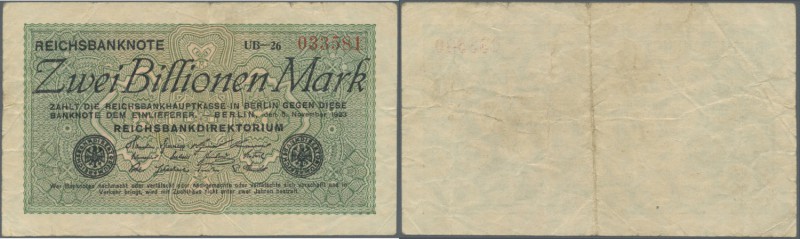 Deutschland - Deutsches Reich bis 1945. 2 Billionen Mark 1923, Ro.132c in stark ...