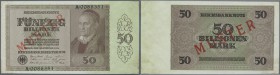 Deutschland - Deutsches Reich bis 1945. 50 Billionen Mark 1924 mit regulärer Seriennummer und rotem Überdruck MUSTER, Ro.136M in exzellenter Erhaltung...