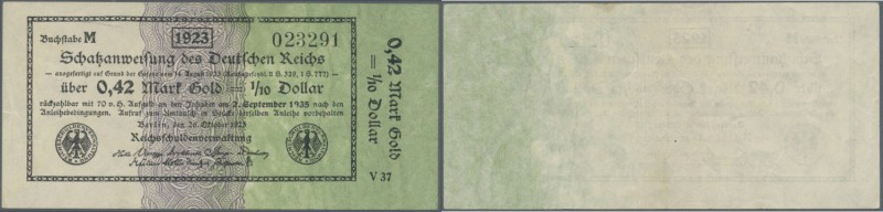 Deutschland - Deutsches Reich bis 1945. 0,42 Mark Gold = 1/10 Dollar 1923, Ro.14...