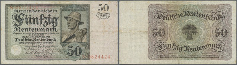 Deutschland - Deutsches Reich bis 1945. 50 Rentenmark 1925, Ro.162 in stark gebr...