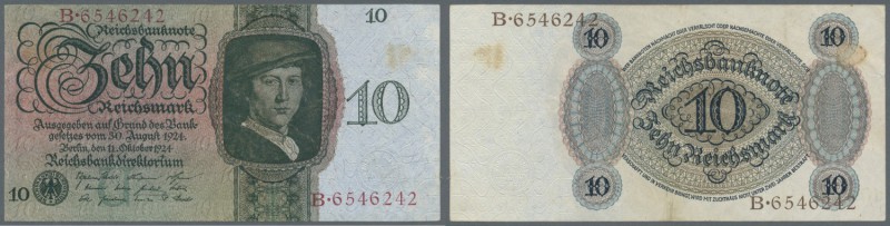 Deutschland - Deutsches Reich bis 1945. 10 Reichsmark, 11.10.1924, Nr. U/B654624...