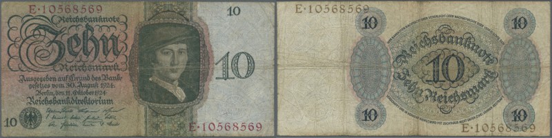 Deutschland - Deutsches Reich bis 1945. 10 Reichsmark 1924, Ro.168b, stärker geb...