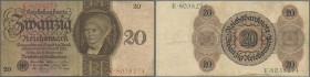 Deutschland - Deutsches Reich bis 1945. 20 Reichsmark 1924, Unterdruckbuchstabe ”E”, Serie ”E”, Ro.169a in gebrauchter Erhaltung, mehrere Knicke and l...
