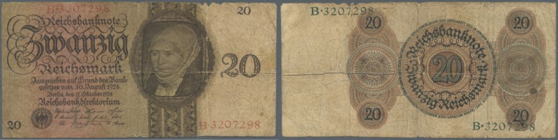 Deutschland - Deutsches Reich bis 1945. 20 Reichsmark 1924, Ro.169, stark gebaru...