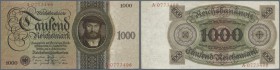 Deutschland - Deutsches Reich bis 1945. 1000 Reichsmark 1924 Holbein - Serie R/ A, Ro.172a, in sauberer, leicht gebrauchter Erhaltung mit 3 Mittelknic...