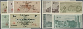 Deutschland - Alliierte Miltärbehörde + Ausgaben 1945-1948. Stuttgart, Stadt, 1, 2, 5, 10, 20 Reichsmark, 1.5.1945, Erh. I, 5 Scheine