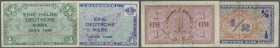 Deutschland - Bank Deutscher Länder + Bundesrepublik Deutschland. 1/2 und 1 DM Kopfgeldserie 1948, Ro.230, 232 in stärker gebrauchter Erhaltung mit Kn...