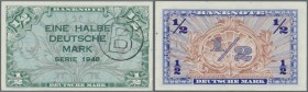 Deutschland - Bank Deutscher Länder + Bundesrepublik Deutschland. WESTBERLIN: 2x ½ Mark 1948 mit ”B”-Stempel beide Erhaltung II+, dazu 10 Mark 1949 in...