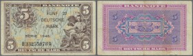 Deutschland - Bank Deutscher Länder + Bundesrepublik Deutschland. 5 DM Kopfgeldserie 1948, Ro.236 in stärker gebrauchter Erhaltung mit Knickenund Flec...