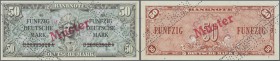 Deutschland - Bank Deutscher Länder + Bundesrepublik Deutschland. 50 DM 1948, Liberty, mit Perforation Specimen, rotem Überdruck Muster und entwertete...