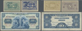 Deutschland - Bank Deutscher Länder + Bundesrepublik Deutschland. 5 und 10 Pfennig o.D.1948-51 und 10 DM 1949, Ro.250, 251, 258 in leicht gebrauchter ...