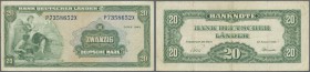 Deutschland - Bank Deutscher Länder + Bundesrepublik Deutschland. 20 DM 1949, Ro.260, stärker gebraucht mit Flecken und Knicken, kleine Nadellöcher li...