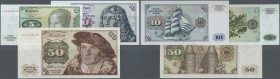Deutschland - Bank Deutscher Länder + Bundesrepublik Deutschland. Kleines Lot der Ausgaben 1960 mit 5 und 10 DM in kassenfrischer Erhaltung und 50 DM ...