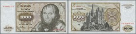 Deutschland - Bank Deutscher Länder + Bundesrepublik Deutschland. 1000 DM 1960, Ro.268a in sehr schöner leicht gebrauchter Erhaltung mit Mittelknick. ...