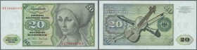 Deutschland - Bank Deutscher Länder + Bundesrepublik Deutschland. 20 DM 1970, Ro.271b in leicht gebrauchter Erhaltung mit senkrechtem Mittelknick und ...