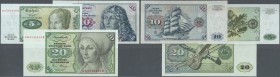 Deutschland - Bank Deutscher Länder + Bundesrepublik Deutschland. Kleines Lot mit 3 Banknoten 5, 10 und 20 DM 1980, Ro.285a-287a, 10 DM in gebrauchter...