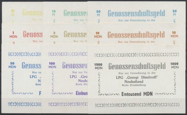 Deutschland - DDR. LPG-Geld, Neuholland Kreis Oranienburg, ”Georgi Dimitroff”, 1...