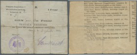 Deutschland - Nebengebiete Deutsches Reich. Besatzungsausgaben Frankreich 1914/15: Etappen-Inspektion I, 1 Franc 1915, Ro.402 in stark gebrauchter Erh...