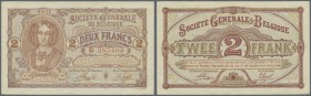 Deutschland - Nebengebiete Deutsches Reich. Société Générale de Belgique 2 Francs 1915, Ro.434 in leicht gebrauchter Erhaltung mit einigen wenigen Kni...
