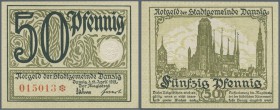 Deutschland - Nebengebiete Deutsches Reich. Danzig: 50 Pfennig 1919 in grün und 50 Pfennig 1919 in violett, Ro.790, 791 in kassenfrischer Erhaltung //...