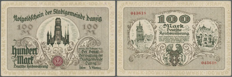 Deutschland - Nebengebiete Deutsches Reich. Danzig: 100 Mark 1922, Ro.792, senkr...