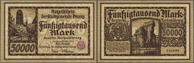 Deutschland - Nebengebiete Deutsches Reich. Danzig: 50.000 Mark 1923, Ro.798, sehr saubere, wenig gebrauchte Note mit kleinen Knickstellen an der link...