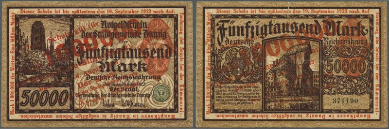 Deutschland - Nebengebiete Deutsches Reich. Danzig: 1 Million Mark 1923, Überdru...