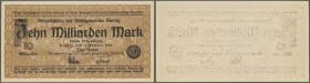 Deutschland - Nebengebiete Deutsches Reich. Danzig: 10 Milliarden Mark 1923, Ro.810a, minimaler Eckknick rechts oben, sonst kassenfrisch // Danzig: 10...