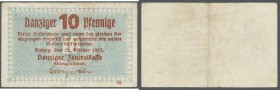 Deutschland - Nebengebiete Deutsches Reich. Danzig: 10 Pfennige 1923, Ro.814b, schöne, saubere gebrauchte Erhaltung mit einigen Knicken. Erhaltung: F+...