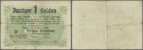 Deutschland - Nebengebiete Deutsches Reich. Danzig: 1 Gulden 1923, Ro.817, stärker gebraucht mit kleinen Einrissen am untern und oberen Rand, kleines ...