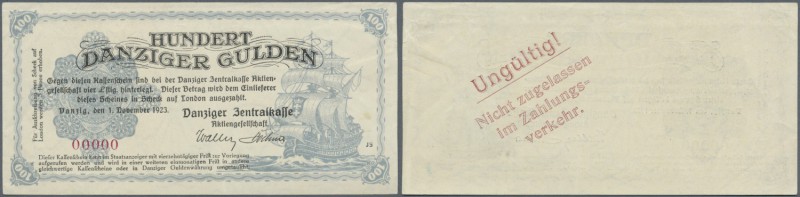 Deutschland - Nebengebiete Deutsches Reich. Danzig: 100 Gulden 1923 Muster, Ro.8...