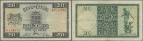 Deutschland - Nebengebiete Deutsches Reich. 20 Gulden 1937, Ro.844 in stärker gebrauchter Erhaltung mit mehreren Knicken, fleckigem Papier und kleinem...