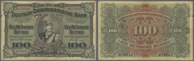 Deutschland - Kolonien. 100 Rupien 1905 mit 5-stelliger Seriennummer, Ro.903b, leicht vergilbtes Papier mit kleinen Einrissen am linken und oberen Ran...