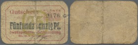 Deutschland - Kolonien. Deutsch-Südwestafrika, Swakopmunder Buchhandlung 25 Pfennig o.D.(1916-18), Ro.952, sehr stark gebrauchte Erhaltung mit mehrere...