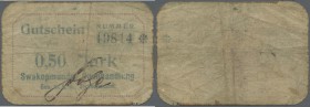 Deutschland - Kolonien. Deutsch-Südwestafrika, Swakopmunder Buchhandlung 0,50 Mark o.D.(1916-18), Ro.954e, stark gebrauchte Erhaltung Flecken und klei...