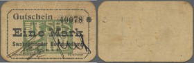 Deutschland - Kolonien. Deutsch-Südwestafrika, Swakopmunder Buchhandlung 1 Mark o.D.(1916-18), Ro.955a, gebrauchte Erhaltung mit mehreren Knicken und ...