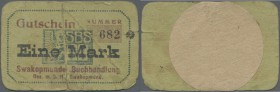Deutschland - Kolonien. Deutsch-Südwestafrika, Swakopmunder Buchhandlung 1 Mark o.D.(1916-18), Ro.956f, stark gebrauchte Erhaltung, rückseitig geklebt...
