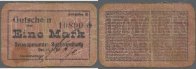 Deutschland - Kolonien. Deutsch-Südwestafrika, Swakopmunder Buchhandlung 1 Mark o.D.(1916-18), Ro.957b, stärker gebrauchte Erhaltung mit mehreren Knic...