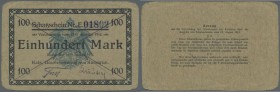 Deutschland - Kolonien. Deutsch-Kamerun: 100 Mark 1914 entwertet, Ro.964, stark abgerundete Ecken, Einrisse am rechten Rand und mehrere Knicke. Erhalt...