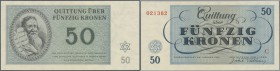 Deutschland - Konzentrations- und Kriegsgefangenenlager. Theresienstadt, Quittung über 50 Kronen 1943 mit leichter Delle im Papier, Erhaltung: aUNC.