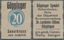 Deutschland - Briefmarkennotgeld. Göppingen, Dr. Landerer Söhne, 20 Pf. Ziffer Kontrollrat (ca. 1947), Einheitsausgabe der Fa. Caprez-Werbung Stuttgar...