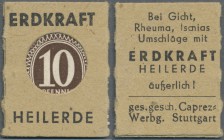 Deutschland - Briefmarkennotgeld. Murrhardt, Erdkraft Heilerde, 10 Pf. Ziffer Kontrollrat (ca. 1947), Einheitsausgabe der Fa. Caprez-Werbung Stuttgart...