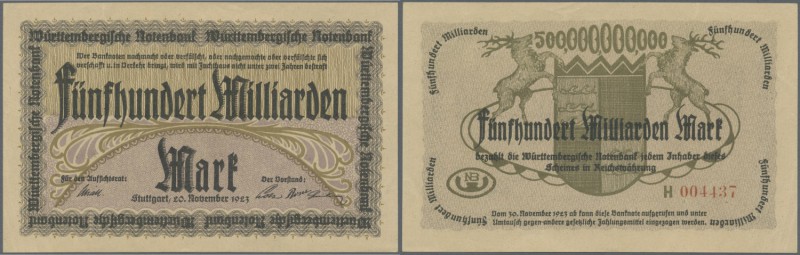 Deutschland - Länderscheine. Württemberg, Württembergische Notenbank, 500 Mrd. M...