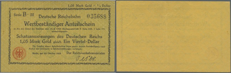 Deutschland - Reichsbahn / Reichspost. Wertbeständiger Anteilsschein der Reichsb...