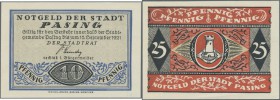 Deutschland - Notgeld - Bayern. Pasing, Stadt, 10, 25, 50 Pf., 1, 2 Mark, o. D. - 15.9.1921, Erh. I, total 5 Scheine