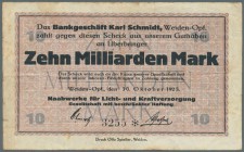 Deutschland - Notgeld - Bayern. Weiden, Naabwerke für Licht- und Kraftversorgung, 10 Mrd. Mark, 30.10.1923 (Datum nicht bei Keller), Erh. III-
