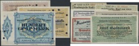 Deutschland - Notgeld - Hamburg. Hamburg, Hamburgische Bank von 1923, 1/2 GM, 26.10.1923 (III), 3.11.1923 (III), 1 GM, 26.10.1923 (II), 3.11.1923 (III...