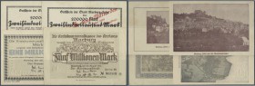 Deutschland - Notgeld - Hessen. Marburg, Stadt, 200 Tsd. Mark, 11.8.1923, ”Blick von der Weintrauts-Eiche”, Erh. I-II, 5 Mrd. Mark, 25.10.1923, 5 fett...